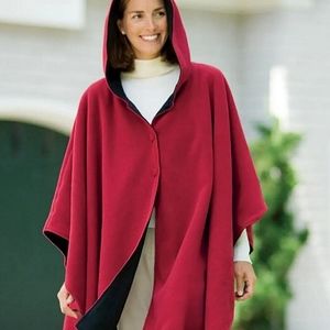 Water repellent reversible hooded cape